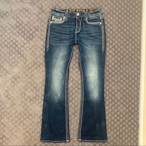 NWOT: ROCK REVIVAL bling dark wash bootcut jeans